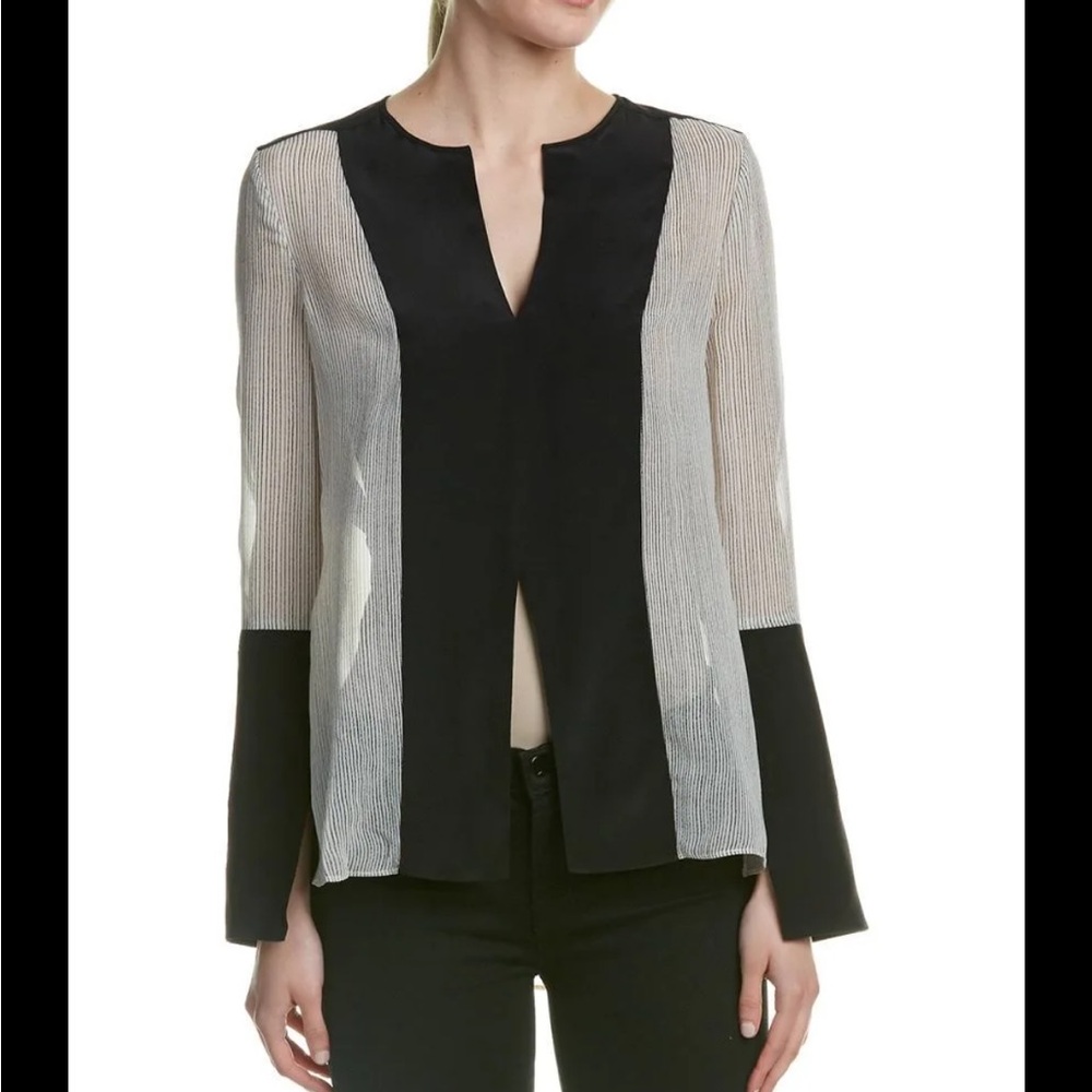 BCBG MaxAzria Silk Joe Color Block Top Sz‎ Small